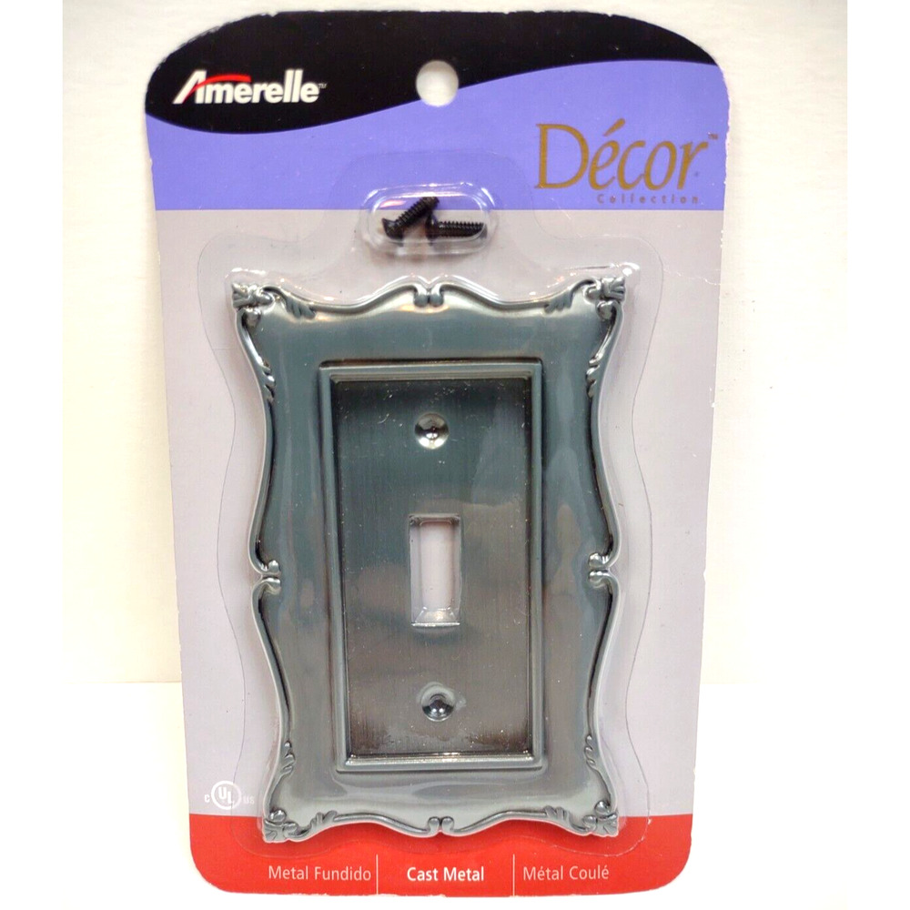 Amerelle Sophia Single Toggle Cast Metal Switch Plate in Antique Nickel - 86TAN